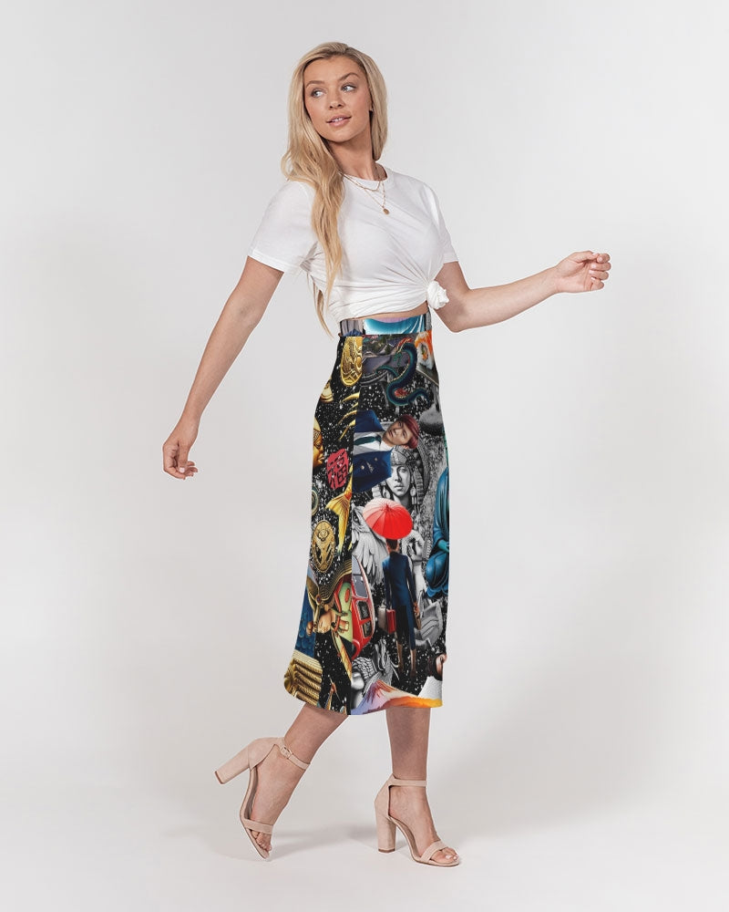 Trendy Abstrak Pattern Women's All-Over Print A-Line Midi Skirt