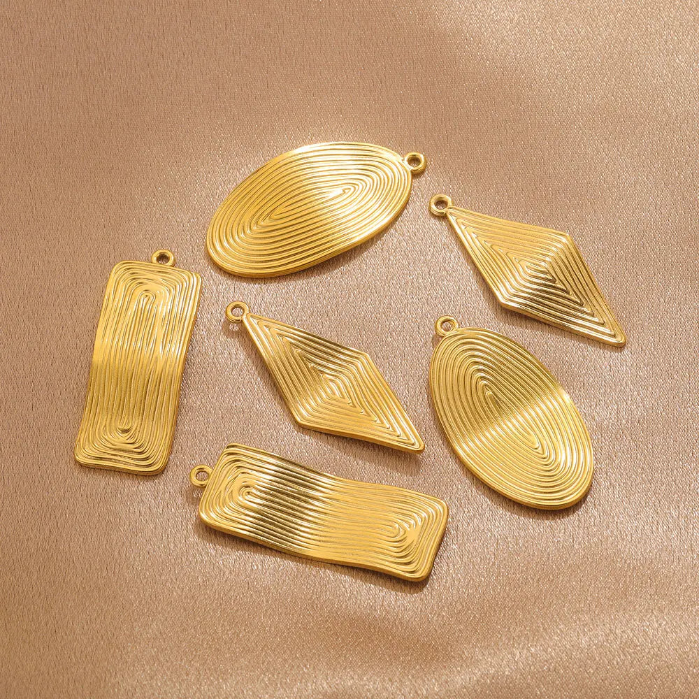 4pcs Gold-plated Stainless Steel Oval Square Rhombus Charms for Earrings Necklace Jewelry Makings Metal Dangles Findings Parts