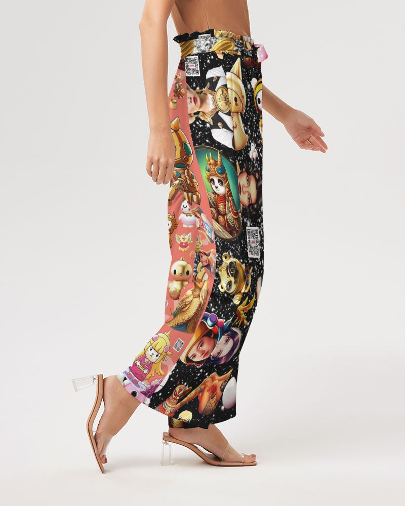 Womens Abstrak Women's All-Over Print High-Rise Wide Leg Pants