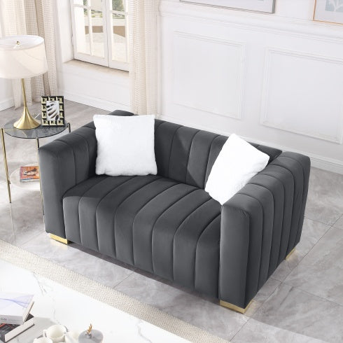 A Modern Channel Sofa Take On A Traditional Chesterfield,Grey Color,loveseater