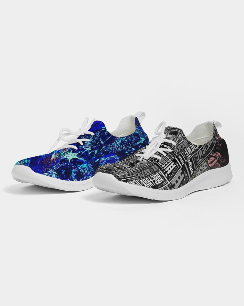 Blue Galaxy Abstract Design Men's Lace Up Flyknit Shoe