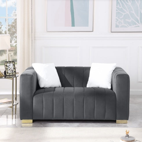 A Modern Channel Sofa Take On A Traditional Chesterfield,Grey Color,loveseater