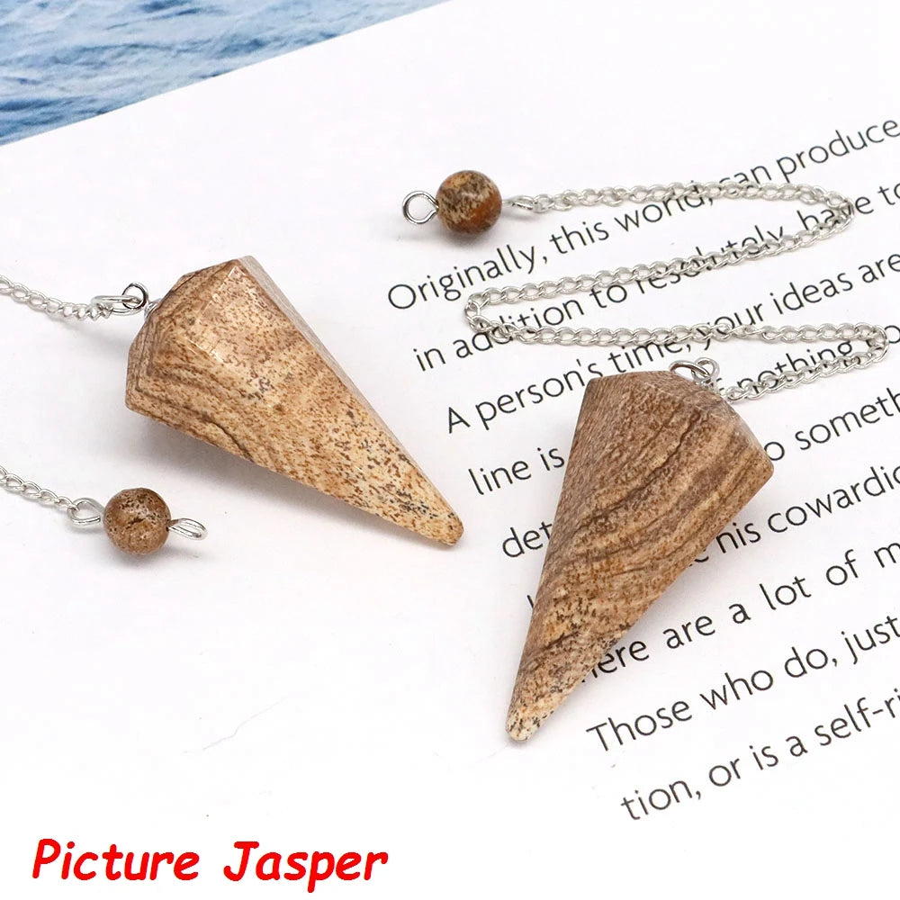 7 Chakra Pendulum Natural Stones Healing Crystal For Wicca Divination Witchcraft Dowsing Reiki Quartz Jewelry Pendants Wholesale