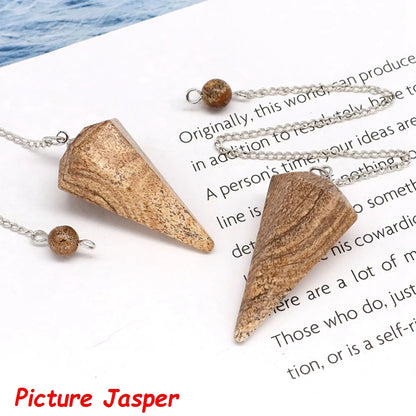 7 Chakra Pendulum Natural Stones Healing Crystal For Wicca Divination Witchcraft Dowsing Reiki Quartz Jewelry Pendants Wholesale