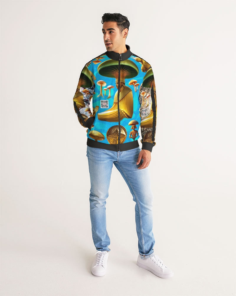 Illustration Abstrak Men's All-Over Print Stripe Sleeve Track Jacket