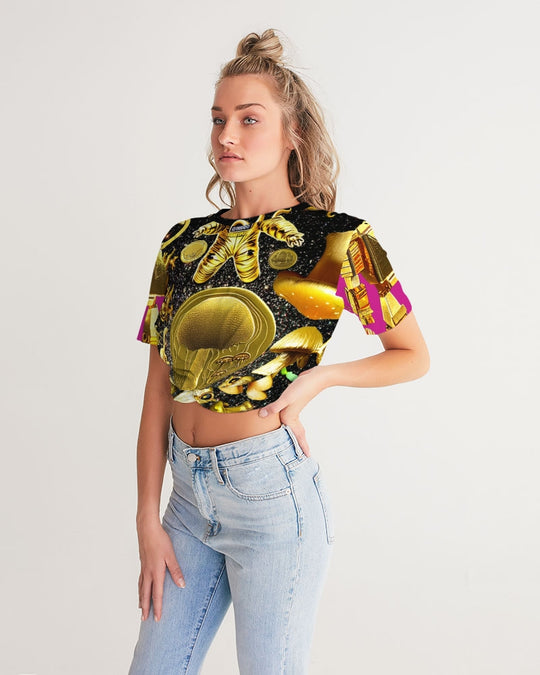 Robotic Abstrak Women's All-Over Print Twist-Front Cropped Tee