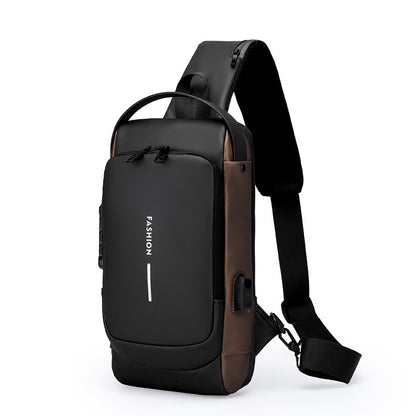 Waterproof Anti Theft Designer Password Lock Bag Usb Crossbody Sling Bags For Men Chest Bags