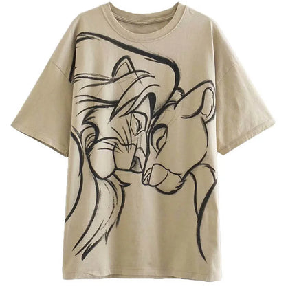 Disney T-Shirt Bambi Deer Fashion Women T-Shirt Summer Cartoon O-Neck Short Sleeve T-Shirt Women Casual Tee Tops Female Femmes