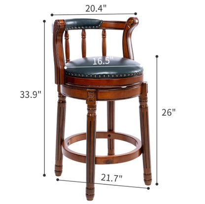 Wooden 360-degree Swivel Bar Stool Chair