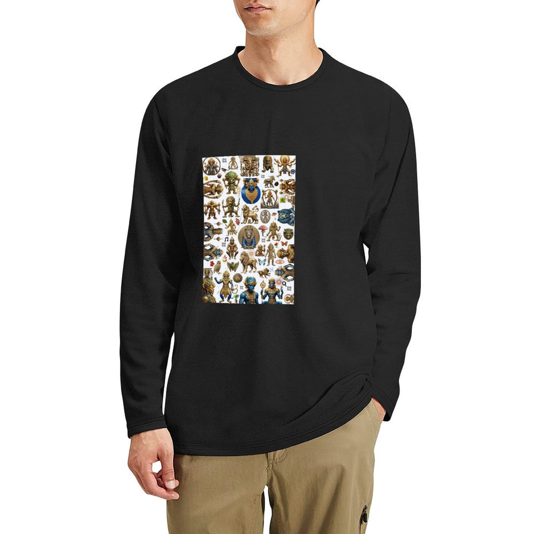 DTG 180gsm Men's Crewneck Long Sleeve T-shirt (Front Printing)