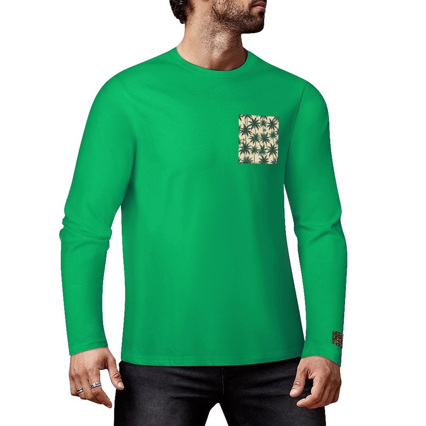 DTF 160gsm Cotton Men's Long Sleeve T-shirt (Front+Sleeve Printing)