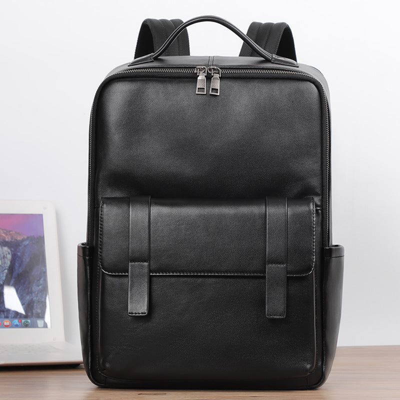 Large Capacity Men's Leather Computer Backpack