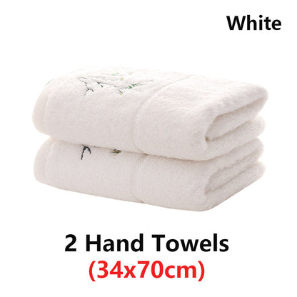 Embroidered Bamboo Fiber Towel Set for Adult High Quality Solid Color Super Absorbent Bath Towel Home Bath Towels & Hand Towels