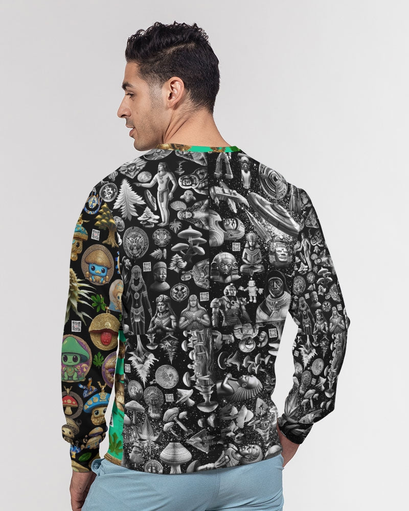 Mushroom Abstak Collection Men's All-Over Print Classic French Terry Crewneck Pullover