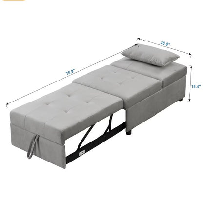 Folding Ottoman Sofa Bed Gray