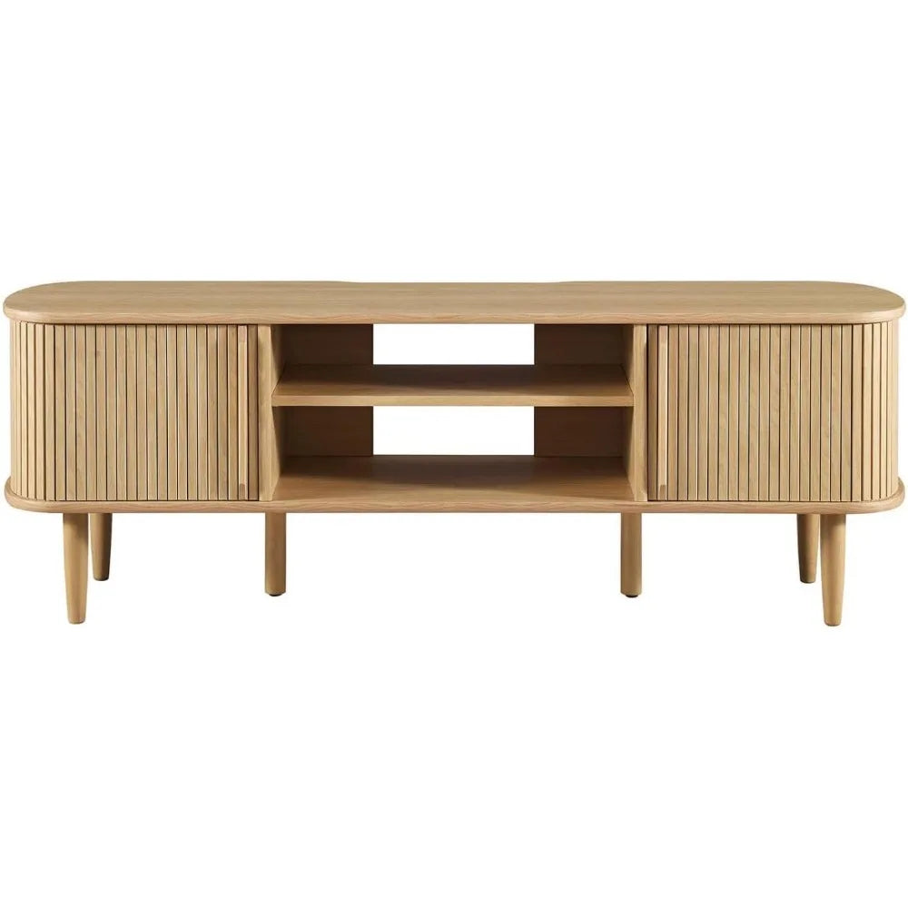 Contour Mid-Century Modern 55" Media TV Stand in Oak, 15 x 54.5 x 18.5