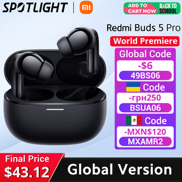 [World Premiere] Global Version Xiaomi Redmi Buds 5 Pro Up to 52dB Active Noise Cancellation 38 Hours Long Battery