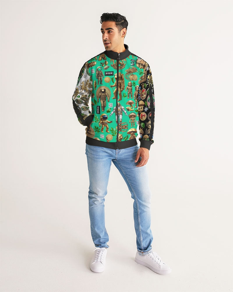 Mushroom Abstak Collection Men's All-Over Print Stripe Sleeve Track Jacket