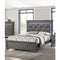 Dark Gray Faux Leather Tufted Headboard 1pc Queen Size Bed W LED Bedroom Furniture Gray Unique Texture FB Solid Wood