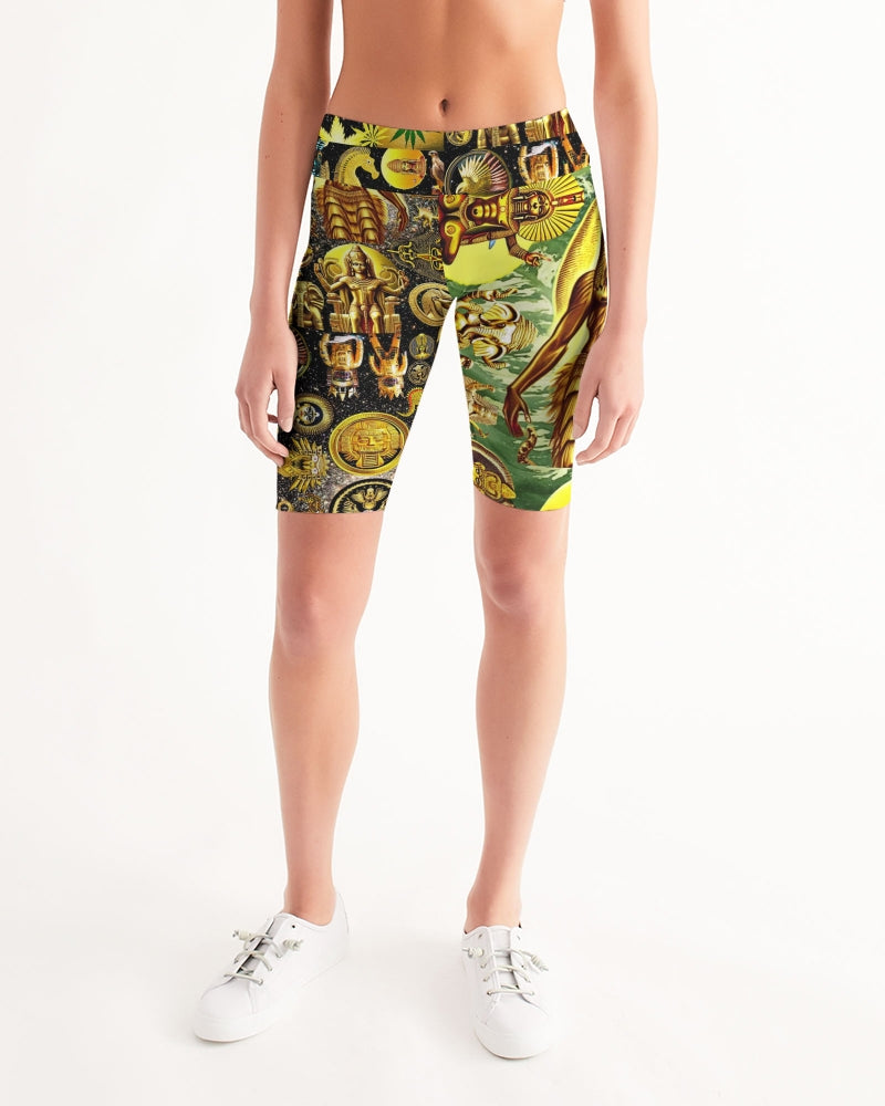 Ancient Abtsrak Women's All-Over Print Mid-Rise Bike Shorts