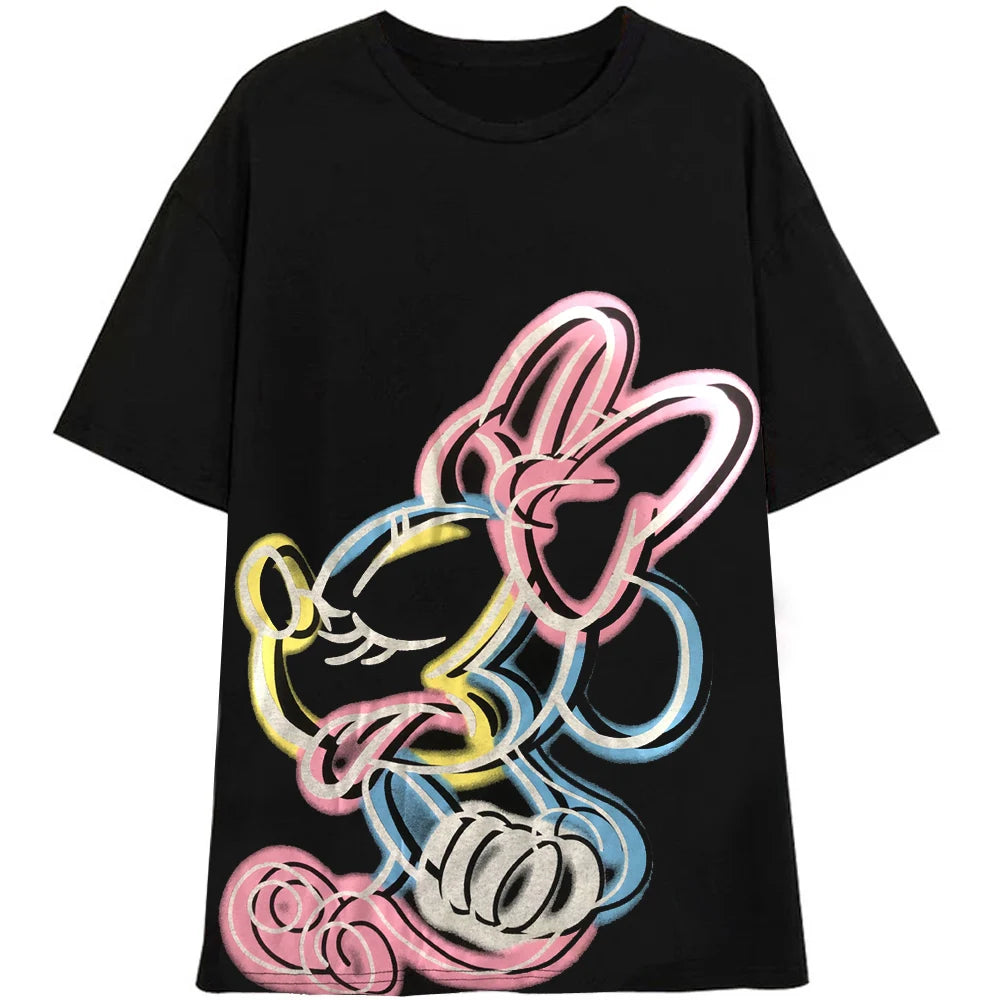 Disney T-Shirt Bambi Deer Fashion Women T-Shirt Summer Cartoon O-Neck Short Sleeve T-Shirt Women Casual Tee Tops Female Femmes