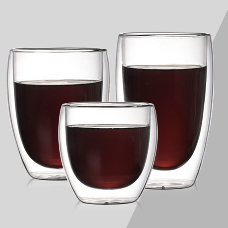 Creative Egg-Shaped Double-Layer Insulated Glass Water Beer Coffee Cup Set Transparent Drinkware