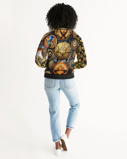 Eye and Face Abstrak Women's All-Over Print Bomber Jacket