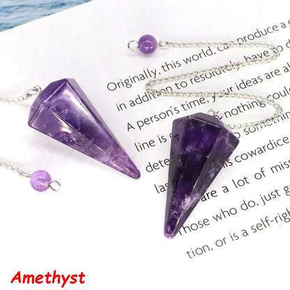 7 Chakra Pendulum Natural Stones Healing Crystal For Wicca Divination Witchcraft Dowsing Reiki Quartz Jewelry Pendants Wholesale