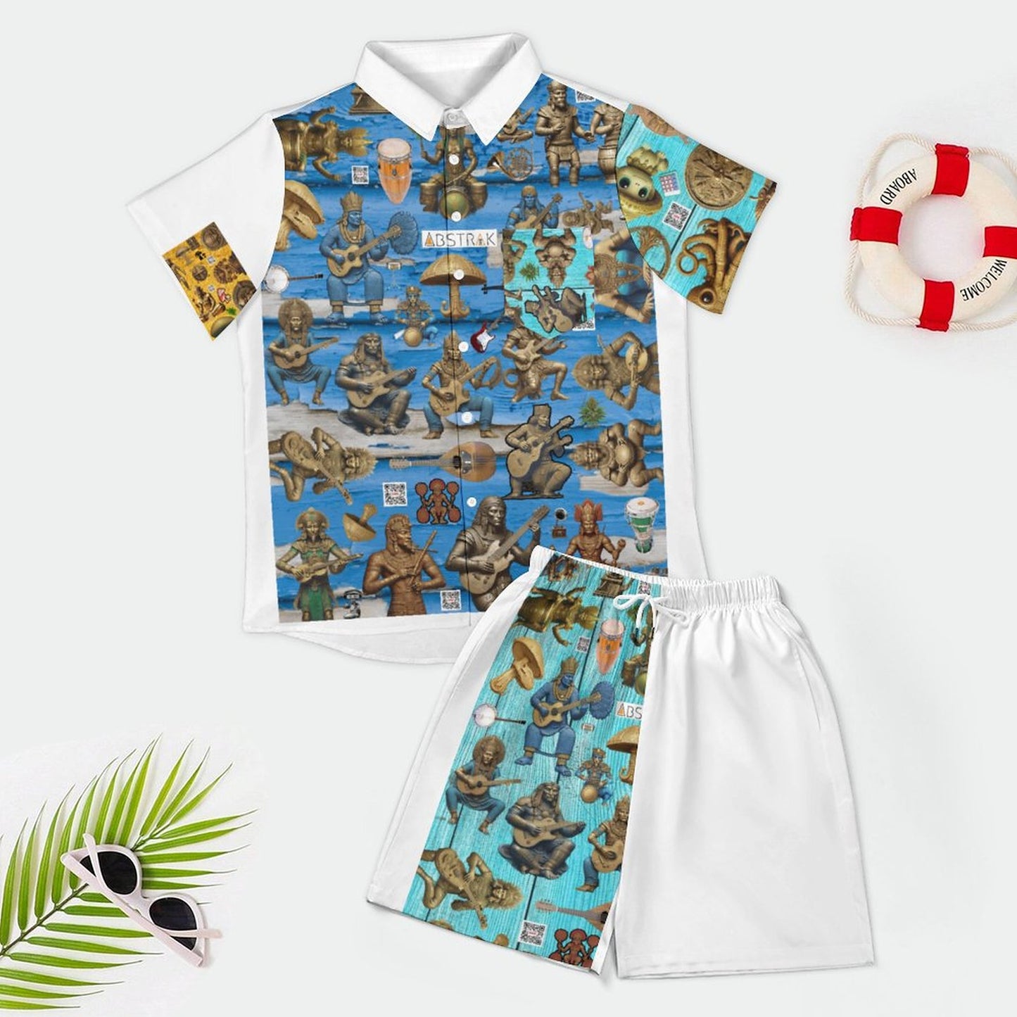 Short Sleeve Shirt and Shorts Set B339D1P (All-Over Printing)