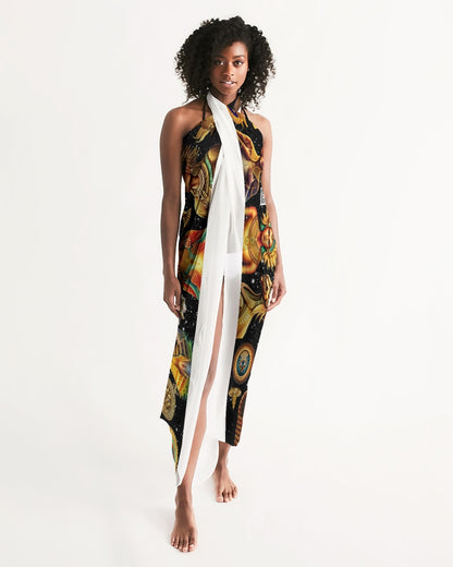 Eye and Face Abstrak All-Over Print Swim Cover Up