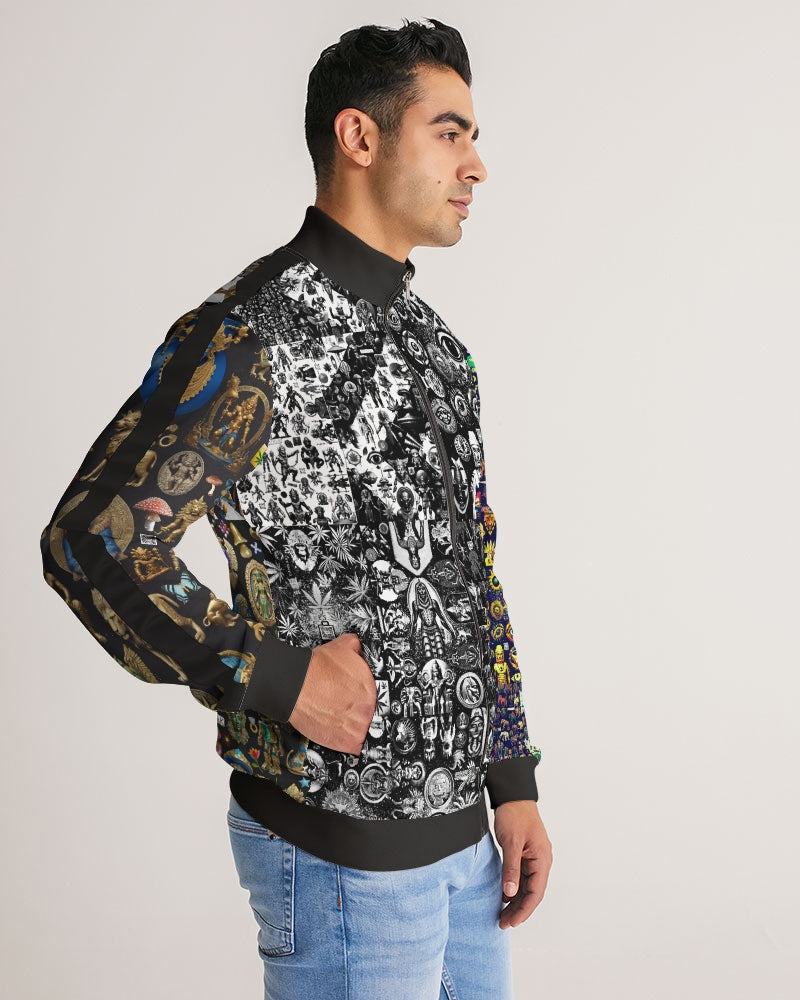 Abstraknyc Men's All-Over Print Stripe Sleeve Track Jacket