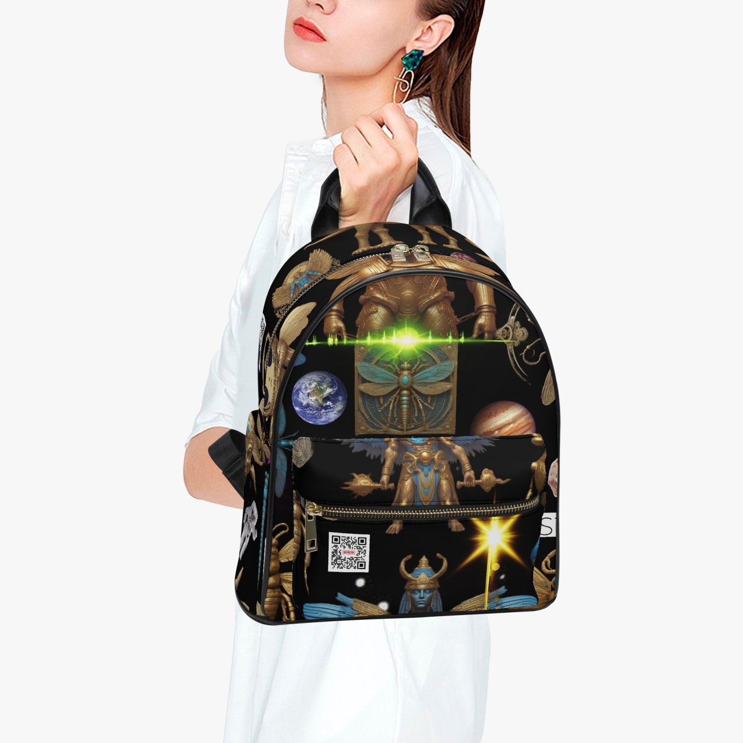 909. All Over Printed PU Backpack