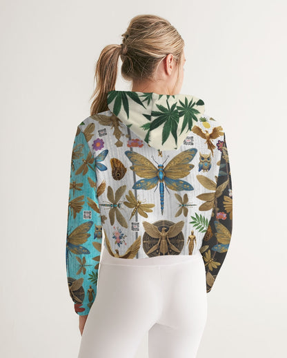 Abstrak dragonfly Women's All-Over Print Cropped Hoodie