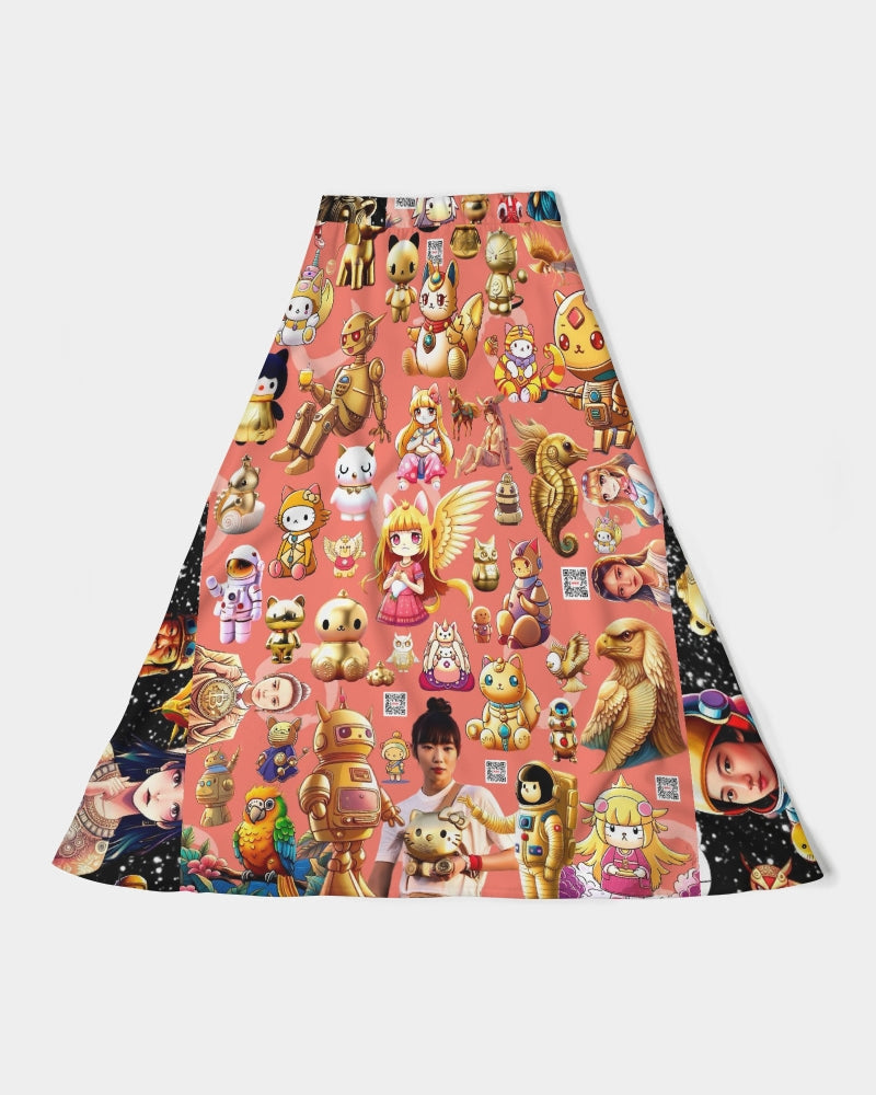 Womens Abstrak Women's All-Over Print A-Line Midi Skirt