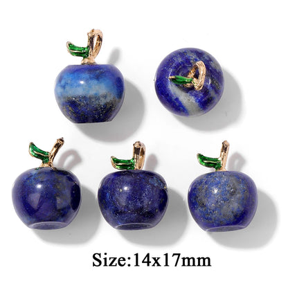 5PCS/lot Lapis Lazuli Stone Pendant Blue Moon Apple Oval Shape Gem Charms For Jewelry Making DIY Necklace Earrings DIY Handmade