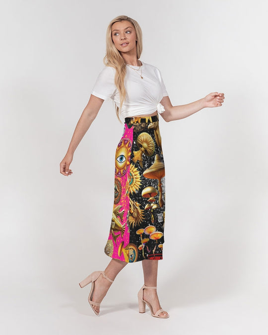 Eye and Face Abstrak Women's All-Over Print A-Line Midi Skirt