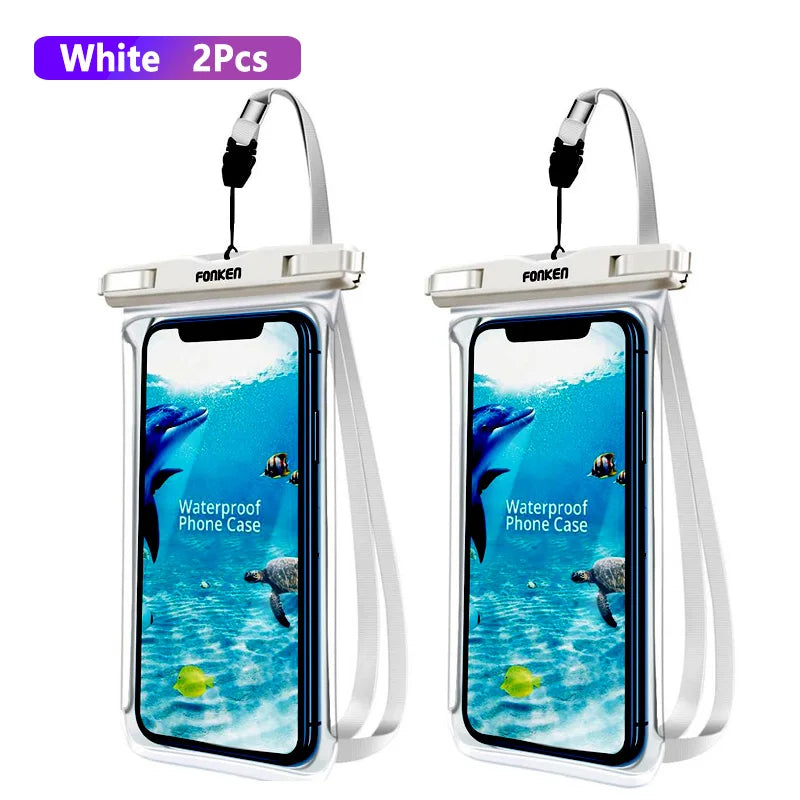 FONKEN Full View Waterproof Case for Phone Underwater Snow Rainforest Transparent Dry Bag Swimming Pouch Big Mobile Phone Covers