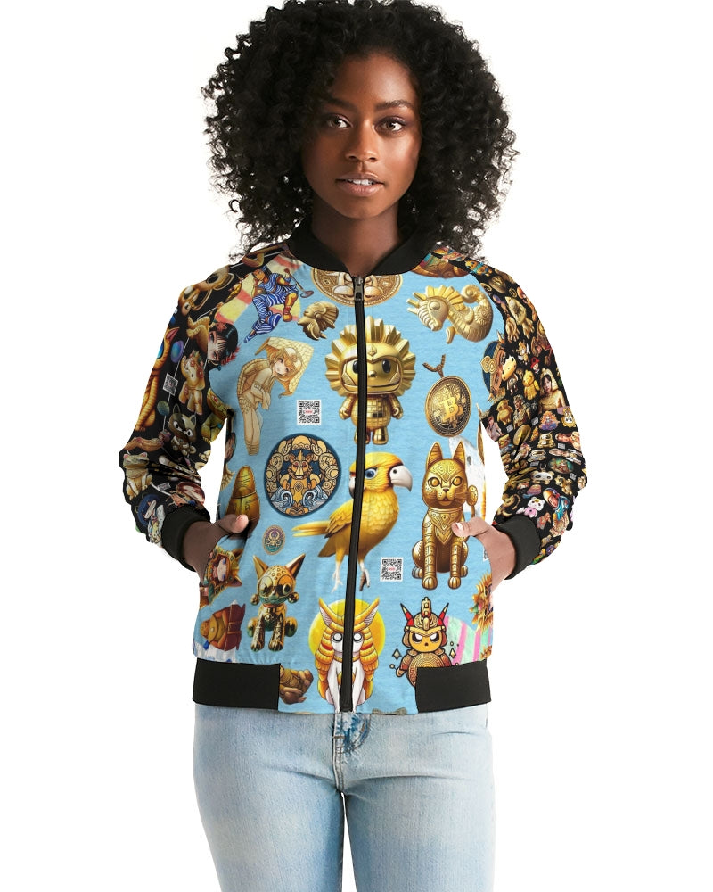 4 Annunaki Abstrak Collection Women's All-Over Print Bomber Jacket