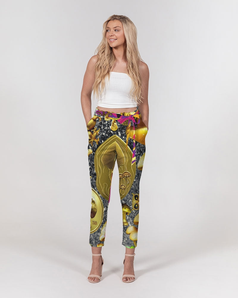 Robotic Abstrak Women's All-Over Print Belted Tapered Pants