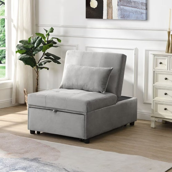 Folding Ottoman Sofa Bed Gray