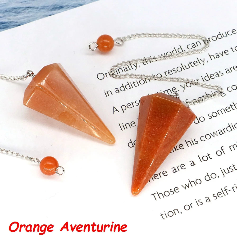 7 Chakra Pendulum Natural Stones Healing Crystal For Wicca Divination Witchcraft Dowsing Reiki Quartz Jewelry Pendants Wholesale