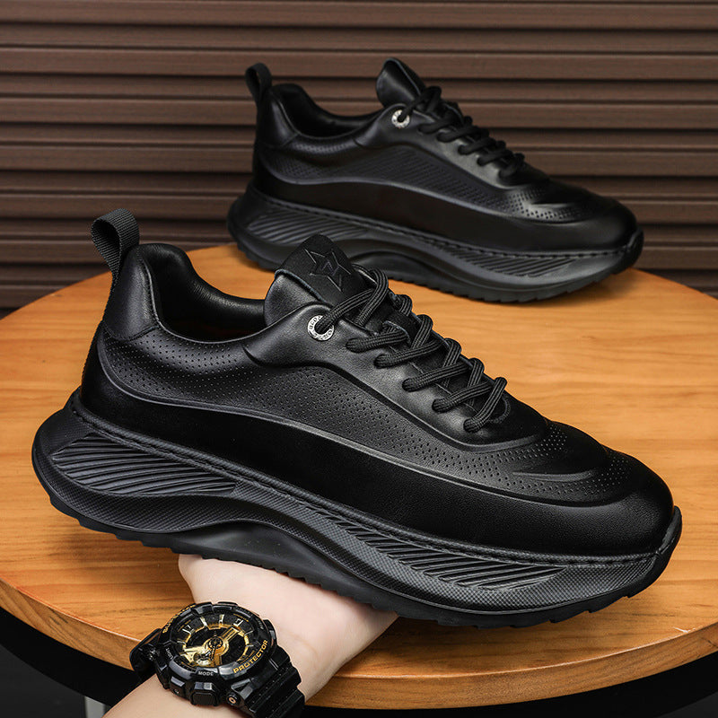 Men's Thick-soled Sports Shoes Casual Breathable Sneakers Lace-up Dad Shoes Boy