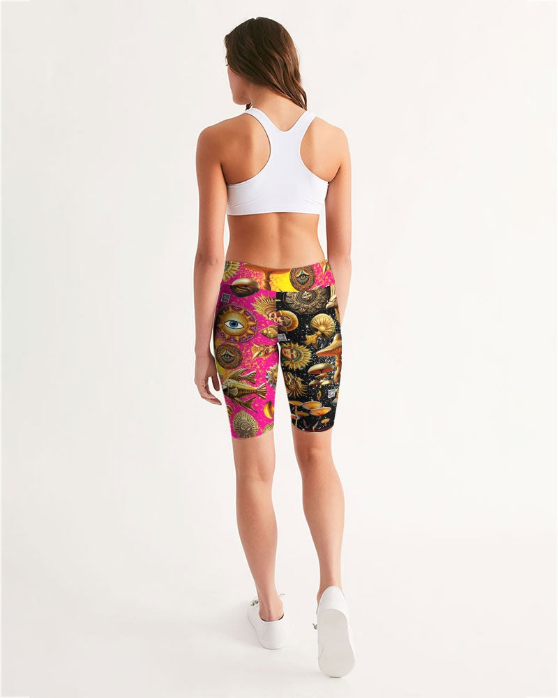 Eye and Face Abstrak Women's All-Over Print Mid-Rise Bike Shorts