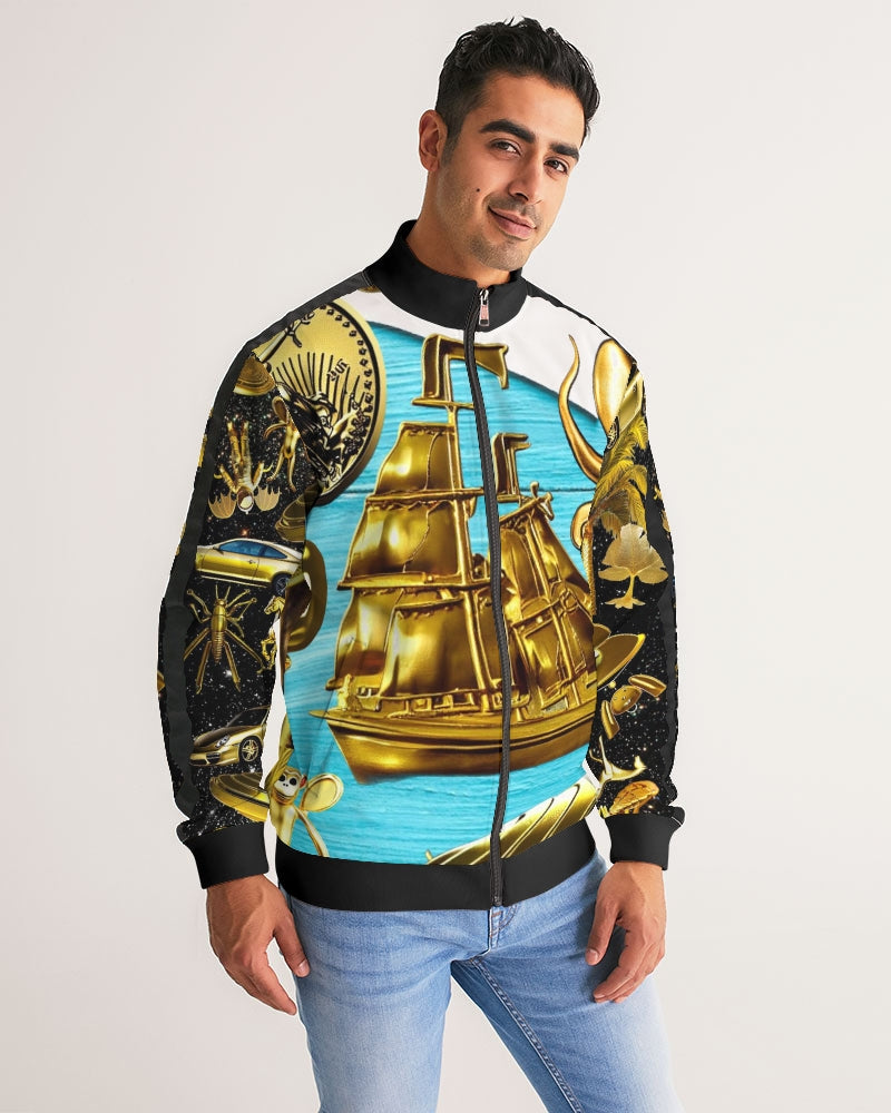 Outer Space Abstrak Men's All-Over Print Stripe Sleeve Track Jacket