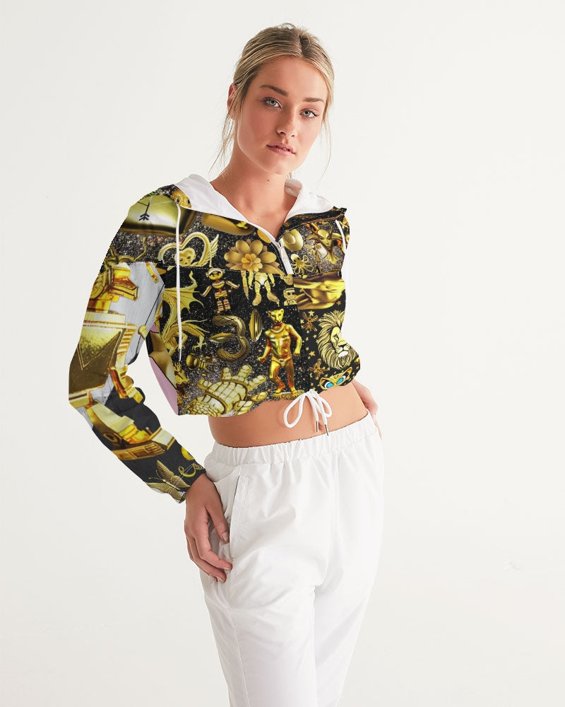 Robotic Abstrak Women's All-Over Print Cropped Windbreaker