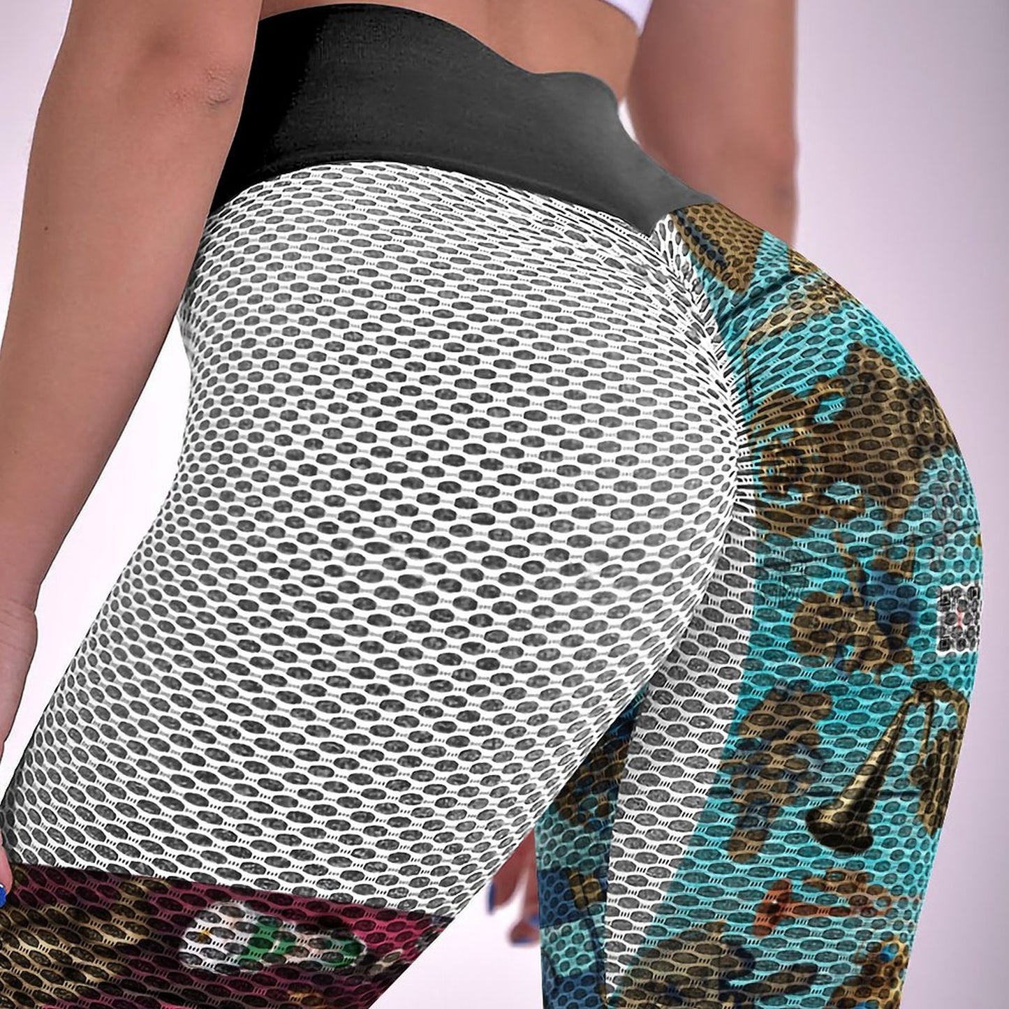 Custom Printed Honeycomb Textured Yoga Pants for Women (All-Over Printing)