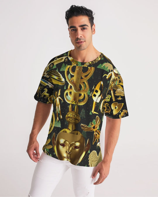 Outer Space Abstrak Men's All-Over Print Premium Heavyweight Tee