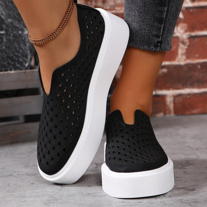 Fashion Hollow Flats Shoes Casual Versatile Thick Sole Slip-on Shallow Shoes For Women