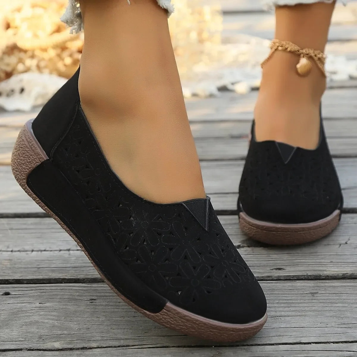 Women Wedges Sandals Retro Round Toe Hollow Out Woman Shoes Slip on Casual Ladies Sandal Female Summer Zapatos Muje