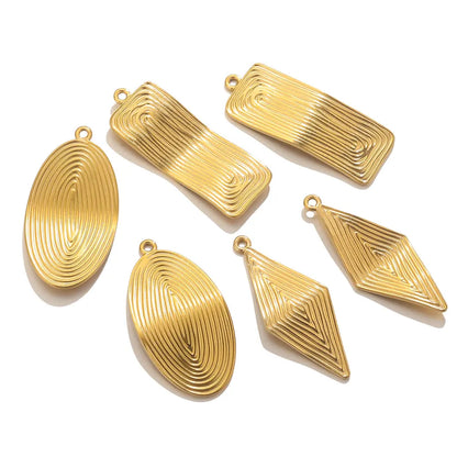 4pcs Gold-plated Stainless Steel Oval Square Rhombus Charms for Earrings Necklace Jewelry Makings Metal Dangles Findings Parts